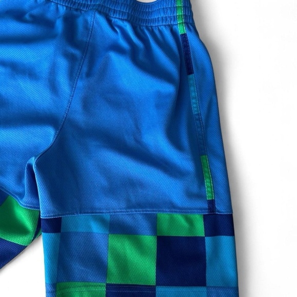 Nike Boys’ Athletic Shorts | Size L | Blue Color Block Plaid Vibe - Picture 6 of 7